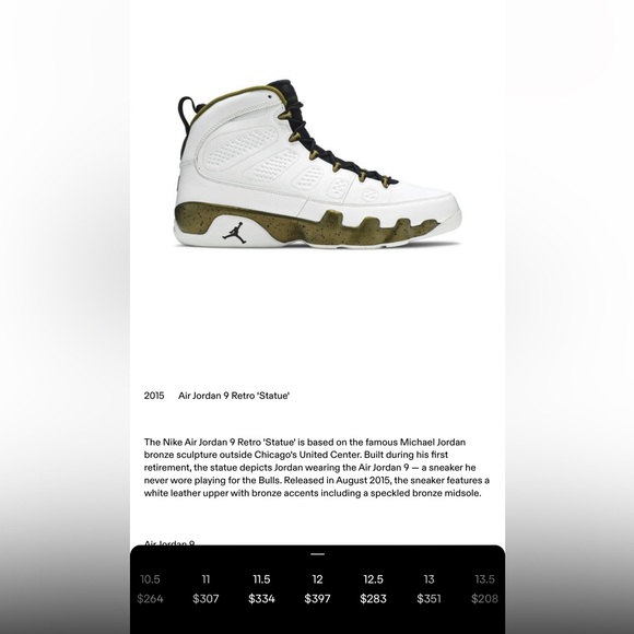 Air Jordan 9 Retro ‘Statue’ 2015. Men’s (12) - Picture 10 of 10